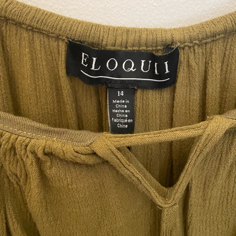 Eloquii Tiered Ruffle Maxi Dress Olive Green Size 14W - Picture 4 of 10